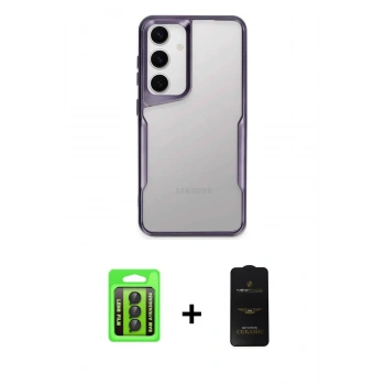 MARSİLYAN™- Galaxy A15 4G Kılıf Akış Çizgi Koleksiyonu - Siyah 6D Antistatik Mat Seramik Hayalet Nano Ekran Koruyucu + Raze Metal Kamera Lens - SH