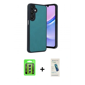 MARSİLYAN™- Galaxy A15 4G Kılıf Kıvılcım Işık Serisi - Şeffaf Pasifik Cam Ekran Koruyucu + Raze Metal Kamera Lens - GS