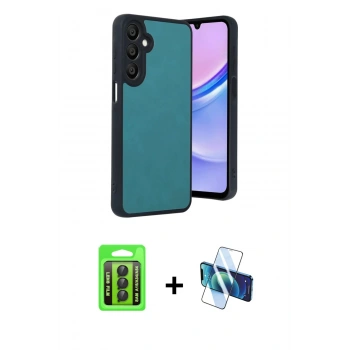 MARSİLYAN™- Galaxy A15 4G Kılıf Kıvılcım Işık Serisi - Siyah 3D Antistatik Seramik Nano Ekran Koruyucu + Raze Metal Kamera Lens - SH