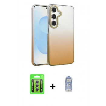 MARSİLYAN™- Galaxy A15 4G Kılıf Kıvılcım Minimal Özel Seri - Siyah Joko Magic 5D Cam + Raze Metal Kamera Lens - GS