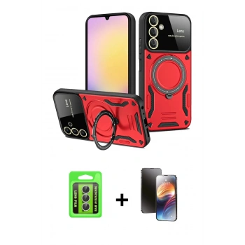 MARSİLYAN™- Galaxy A15 4G Kılıf Kıvılcım Modern Serisi - Siyah 3D Antistatik Mat Seramik Nano Ekran Koruyucu + Raze Metal Kamera Lens - GS