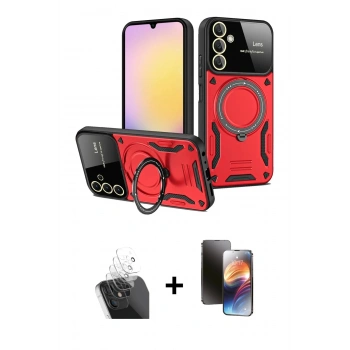 MARSİLYAN™- Galaxy A15 4G Kılıf Kıvılcım Modern Serisi - Siyah 3D Antistatik Mat Seramik Nano Ekran Koruyucu + Kamera Lens Koruma Cam - SF