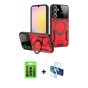 MARSİLYAN™- Galaxy A15 4G Kılıf Kıvılcım Modern Serisi - Siyah 3D Antistatik Seramik Nano Ekran Koruyucu + Raze Metal Kamera Lens - SH