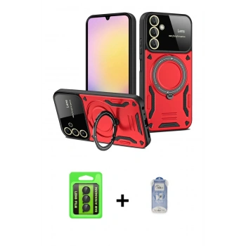MARSİLYAN™- Galaxy A15 4G Kılıf Kıvılcım Modern Serisi - Siyah Joko Magic 5D Cam + Raze Metal Kamera Lens - SH