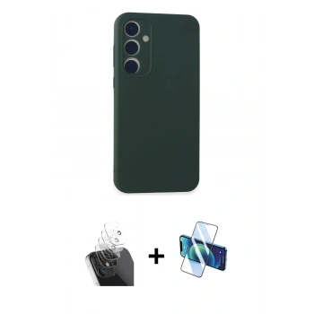 MARSİLYAN™- Galaxy A15 4G Kılıf Kozmos Yansıma Özel Seri - Siyah 3D Antistatik Cam Ekran Koruyucu + Kamera Lens Koruma Cam - SF