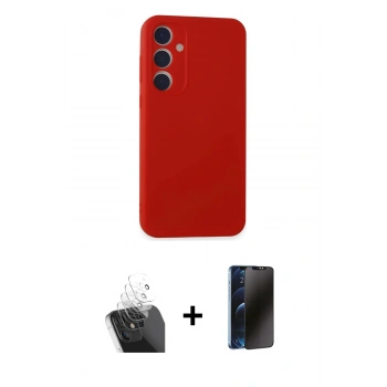 MARSİLYAN™- Galaxy A15 4G Kılıf Kozmos Yansıma Özel Seri - Siyah 3D Antistatik Hayalet Cam Ekran Koruyucu + Kamera Lens Koruma Cam - SF