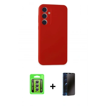 MARSİLYAN™- Galaxy A15 4G Kılıf Kozmos Yansıma Özel Seri - Siyah 3D Antistatik Hayalet Cam Ekran Koruyucu + Raze Metal Kamera Lens - GS