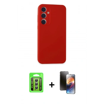 MARSİLYAN™- Galaxy A15 4G Kılıf Kozmos Yansıma Özel Seri - Siyah 3D Antistatik Mat Seramik Nano Ekran Koruyucu + Raze Metal Kamera Lens - GS