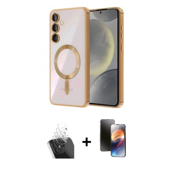 MARSİLYAN™- Galaxy A15 4G Kılıf Nova Işık Özel Seri - Siyah 3D Antistatik Mat Seramik Nano Ekran Koruyucu + Kamera Lens Koruma Cam - SF