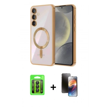 MARSİLYAN™- Galaxy A15 4G Kılıf Nova Işık Özel Seri - Siyah 3D Antistatik Mat Seramik Nano Ekran Koruyucu + Raze Metal Kamera Lens - SH