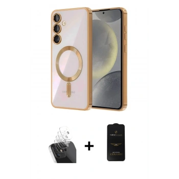 MARSİLYAN™- Galaxy A15 4G Kılıf Nova Işık Özel Seri - Siyah 6D Antistatik Mat Seramik Hayalet Nano Ekran Koruyucu + Kamera Lens Koruma Cam - SF