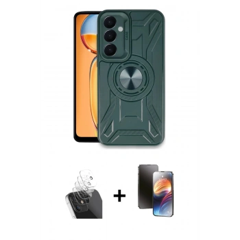 MARSİLYAN™- Galaxy A15 4G Kılıf Nova Yansıma Prime - Siyah 3D Antistatik Mat Seramik Nano Ekran Koruyucu + Kamera Lens Koruma Cam - SF