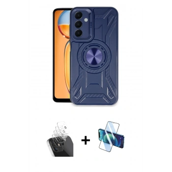MARSİLYAN™- Galaxy A15 4G Kılıf Nova Yansıma Prime - Siyah 3D Antistatik Seramik Nano Ekran Koruyucu + Kamera Lens Koruma Cam - SF