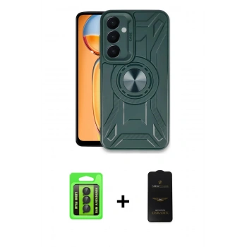 MARSİLYAN™- Galaxy A15 4G Kılıf Nova Yansıma Prime - Siyah 6D Antistatik Mat Seramik Hayalet Nano Ekran Koruyucu + Raze Metal Kamera Lens - SH