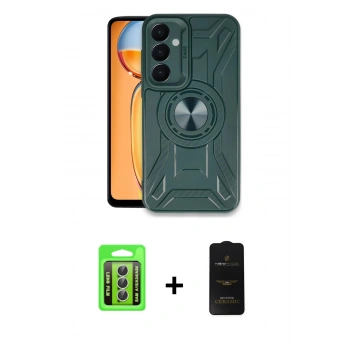 MARSİLYAN™- Galaxy A15 4G Kılıf Nova Yansıma Prime - Siyah 6D Antistatik Mat Seramik Hayalet Nano Ekran Koruyucu + Raze Metal Kamera Lens - GS