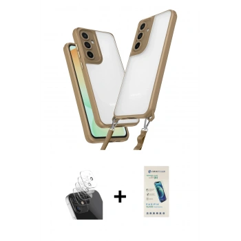 MARSİLYAN™- Galaxy A15 4G Kılıf Ufuk Klasik - Şeffaf Pasifik Cam Ekran Koruyucu + Kamera Lens Koruma Cam - SF