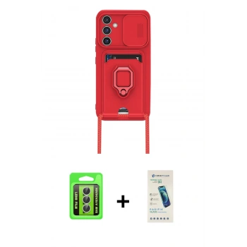 MARSİLYAN™- Galaxy A15 4G Kılıf Vadi Form Prime - Şeffaf Pasifik Cam Ekran Koruyucu + Raze Metal Kamera Lens - GS