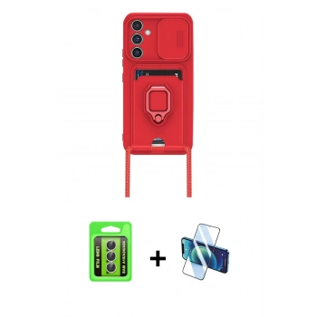 MARSİLYAN™- Galaxy A15 4G Kılıf Vadi Form Prime - Siyah 3D Antistatik Cam Ekran Koruyucu + Raze Metal Kamera Lens - GS