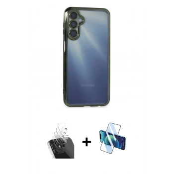 MARSİLYAN™- Galaxy A15 4G Kılıf Vadi Minimal - Siyah 3D Antistatik Seramik Nano Ekran Koruyucu + Kamera Lens Koruma Cam - SF