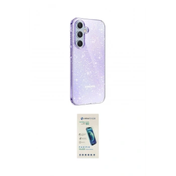 MARSİLYAN™- Galaxy A15 4G Kılıf Yankı Doku Prime - Şeffaf Pasifik Cam Ekran Koruyucu