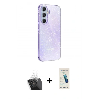 MARSİLYAN™- Galaxy A15 4G Kılıf Yankı Doku Prime - Şeffaf Pasifik Cam Ekran Koruyucu + Kamera Lens Koruma Cam - SF
