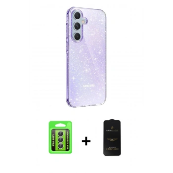 MARSİLYAN™- Galaxy A15 4G Kılıf Yankı Doku Prime - Siyah 6D Antistatik Mat Seramik Hayalet Nano Ekran Koruyucu + Raze Metal Kamera Lens - GS