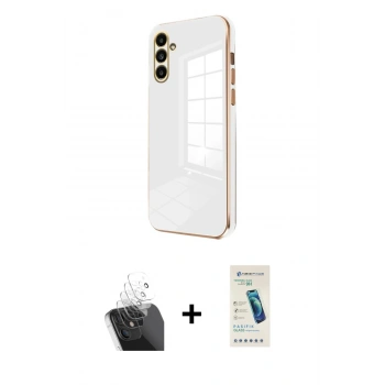 MARSİLYAN™- Galaxy A15 4G Kılıf Yankı Serisi - Şeffaf Pasifik Cam Ekran Koruyucu + Kamera Lens Koruma Cam - SF