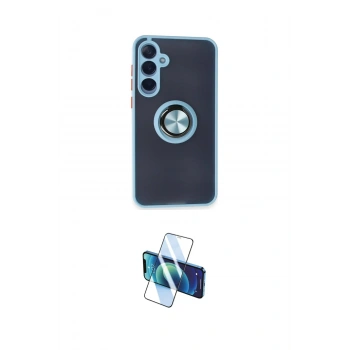 MARSİLYAN™- Galaxy A15 4G Kılıf Yörünge Çizgi - Siyah 3D Antistatik Cam Ekran Koruyucu