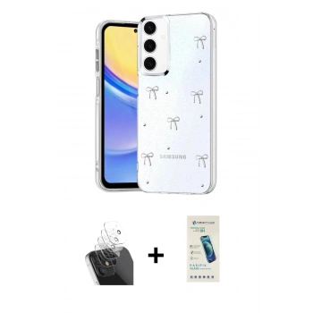 MARSİLYAN™- Galaxy A15 4G Kılıf Yörünge Form - Şeffaf Pasifik Cam Ekran Koruyucu + Kamera Lens Koruma Cam - SF