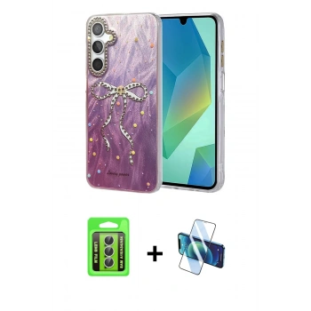 MARSİLYAN™- Galaxy A15 4G Kılıf Zirve Modern Prime - Siyah 3D Antistatik Cam Ekran Koruyucu + Raze Metal Kamera Lens - GS