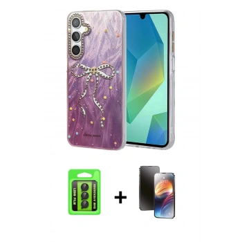 MARSİLYAN™- Galaxy A15 4G Kılıf Zirve Modern Prime - Siyah 3D Antistatik Mat Seramik Nano Ekran Koruyucu + Raze Metal Kamera Lens - SH