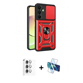 MARSİLYAN™- Galaxy A16 5G Kılıf Ahenk Klasik - Siyah 3D Antistatik Seramik Nano Ekran Koruyucu + Raze Metal Kamera Lens - GS