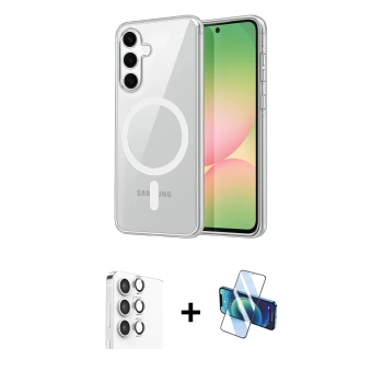 MARSİLYAN™- Galaxy A16 5G Kılıf Ahenk Minimal Serisi - Siyah 3D Antistatik Seramik Nano Ekran Koruyucu + Raze Metal Kamera Lens - GS
