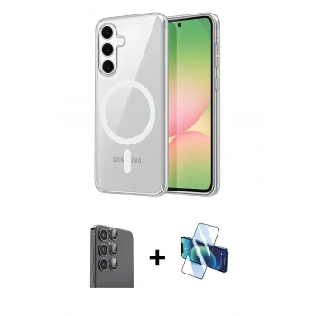 MARSİLYAN™- Galaxy A16 5G Kılıf Ahenk Minimal Serisi - Siyah 3D Antistatik Seramik Nano Ekran Koruyucu + Raze Metal Kamera Lens - SH