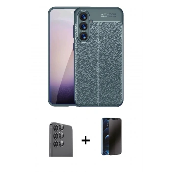 MARSİLYAN™- Galaxy A16 5G Kılıf Doruk Klasik Özel Seri - Siyah 3D Antistatik Hayalet Cam Ekran Koruyucu + Raze Metal Kamera Lens - SH