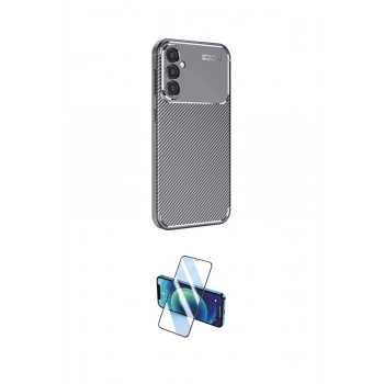 MARSİLYAN™- Galaxy A16 5G Kılıf Eksen Form Prime - Siyah 3D Antistatik Cam Ekran Koruyucu