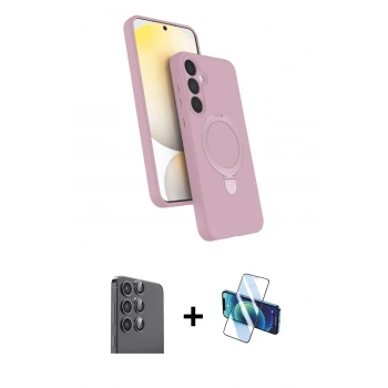 MARSİLYAN™- Galaxy A16 5G Kılıf İz Işık Koleksiyonu - Siyah 3D Antistatik Seramik Nano Ekran Koruyucu + Raze Metal Kamera Lens - SH