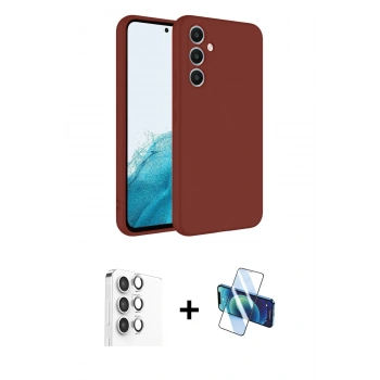 MARSİLYAN™- Galaxy A16 5G Kılıf Kozmos Yansıma Özel Seri - Siyah 3D Antistatik Cam Ekran Koruyucu + Raze Metal Kamera Lens - GS