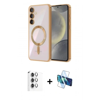 MARSİLYAN™- Galaxy A16 5G Kılıf Nova Işık Özel Seri - Siyah 3D Antistatik Seramik Nano Ekran Koruyucu + Raze Metal Kamera Lens - GS