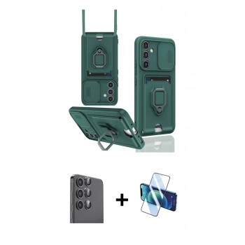 MARSİLYAN™- Galaxy A16 5G Kılıf Vadi Form Prime - Siyah 3D Antistatik Cam Ekran Koruyucu + Raze Metal Kamera Lens - SH