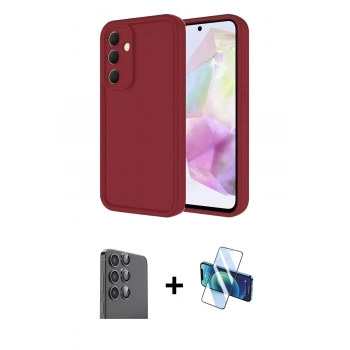 MARSİLYAN™- Galaxy A16 5G Kılıf Yankı Yansıma Özel Seri - Siyah 3D Antistatik Seramik Nano Ekran Koruyucu + Raze Metal Kamera Lens - SH