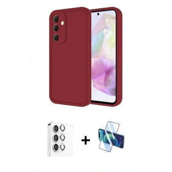 MARSİLYAN™- Galaxy A16 5G Kılıf Yankı Yansıma Özel Seri - Siyah 3D Antistatik Seramik Nano Ekran Koruyucu + Raze Metal Kamera Lens - GS