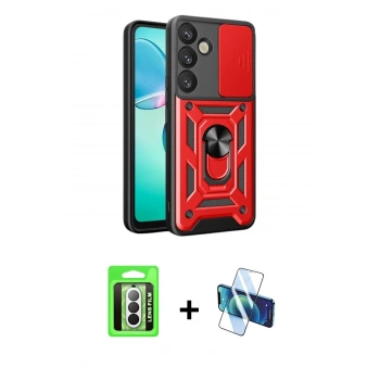 MARSİLYAN™- Galaxy A17 5G Kılıf Ahenk Klasik - Siyah 3D Antistatik Seramik Nano Ekran Koruyucu + Raze Metal Kamera Lens - GS