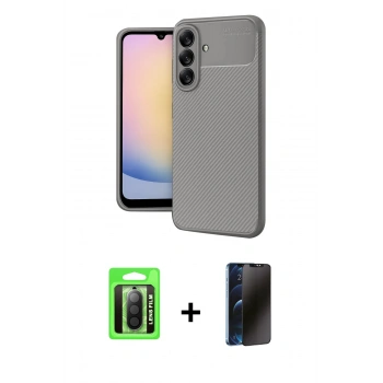MARSİLYAN™- Galaxy A17 5G Kılıf Eksen Form Prime - Siyah 3D Antistatik Hayalet Cam Ekran Koruyucu + Raze Metal Kamera Lens - SH