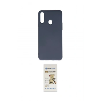 MARSİLYAN™- Galaxy A20S Kılıf Ahenk Serisi - Siyah Mat Seramik Nano Ekran Koruyucu