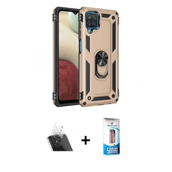 MARSİLYAN™- Galaxy A22 Kılıf Ahenk Klasik Koleksiyonu - Siyah 5D Eko Cam Ekran Koruyucu + Kamera Lens Koruma Cam - SF