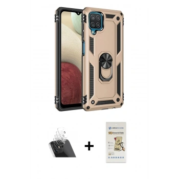MARSİLYAN™- Galaxy A22 Kılıf Ahenk Klasik Koleksiyonu - Siyah Mat Seramik Nano Ekran Koruyucu + Kamera Lens Koruma Cam - SF