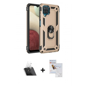 MARSİLYAN™- Galaxy A22 Kılıf Ahenk Klasik Koleksiyonu - Siyah Seramik Nano Ekran Koruyucu + Kamera Lens Koruma Cam - SF