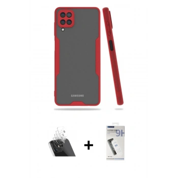 MARSİLYAN™- Galaxy A22 Kılıf Atlas Asil Serisi - Şeffaf Uv Polymer Nano Ekran Koruyucu + Kamera Lens Koruma Cam - SF