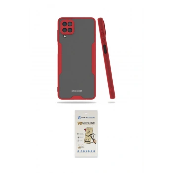 MARSİLYAN™- Galaxy A22 Kılıf Atlas Asil Serisi - Siyah Mat Seramik Nano Ekran Koruyucu